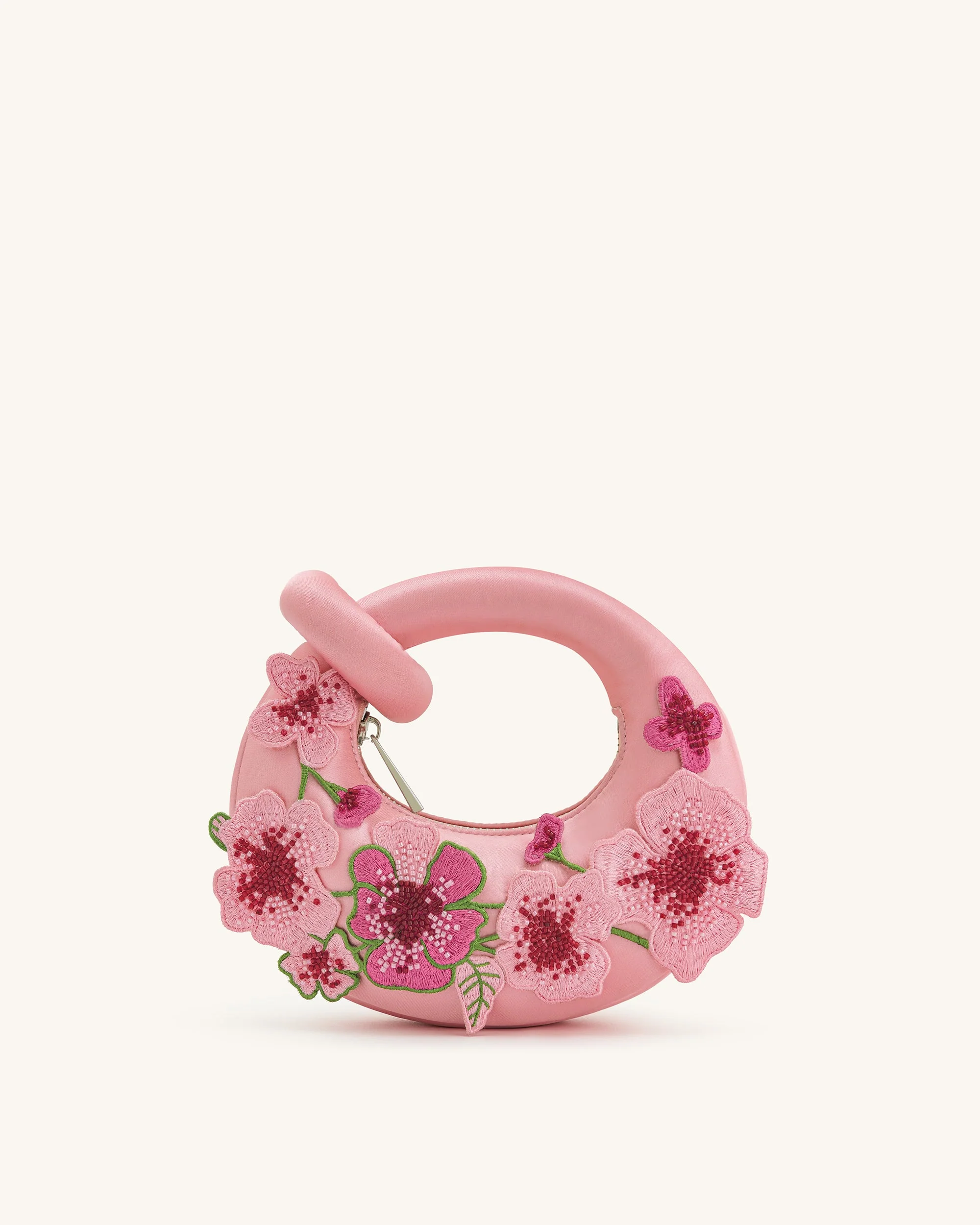 Abacus Embroidered Floral Mini Top Handle Bag - Pink - Image 5