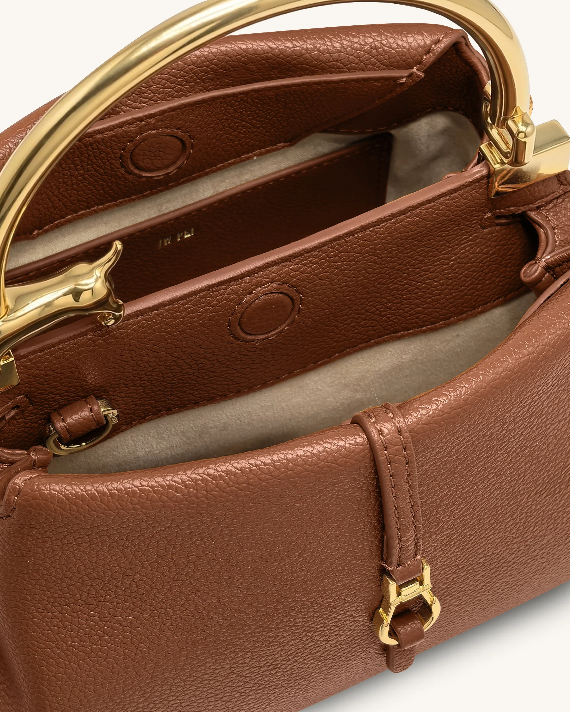 Bruna Dachshund Metal Handle Top Handle Bag - Brown - Image 4