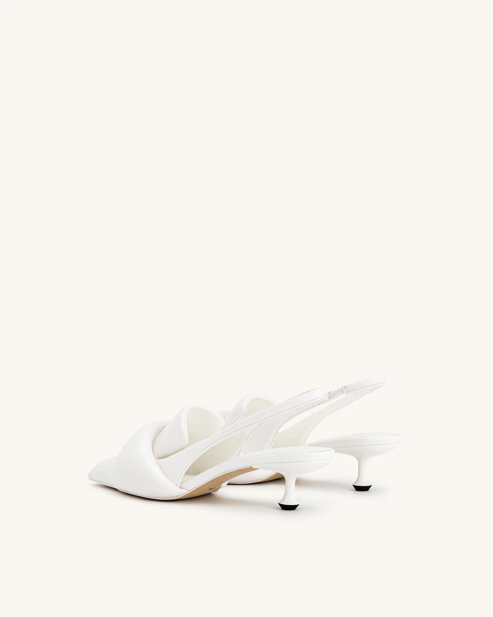 Carla Soft Padded Kitten Heel Pumps - White - Image 4