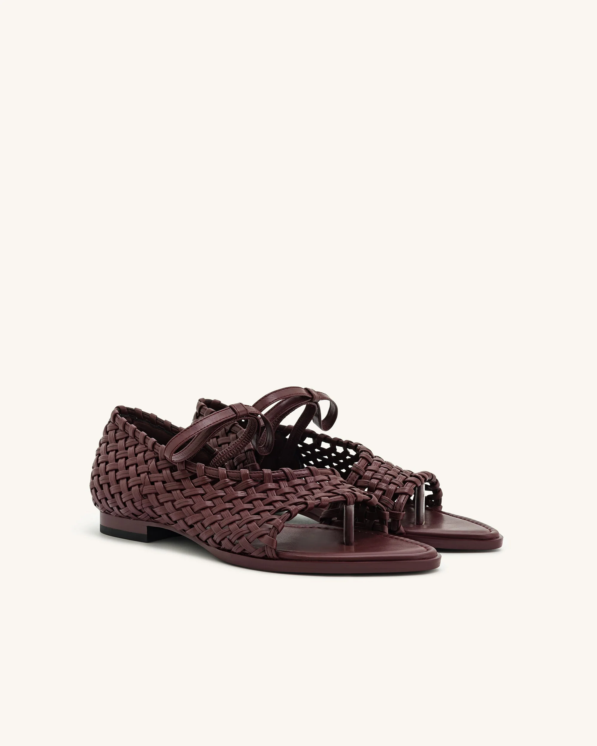 Jocelyn Weave Strap Flip-flops - Claret Red - Image 12