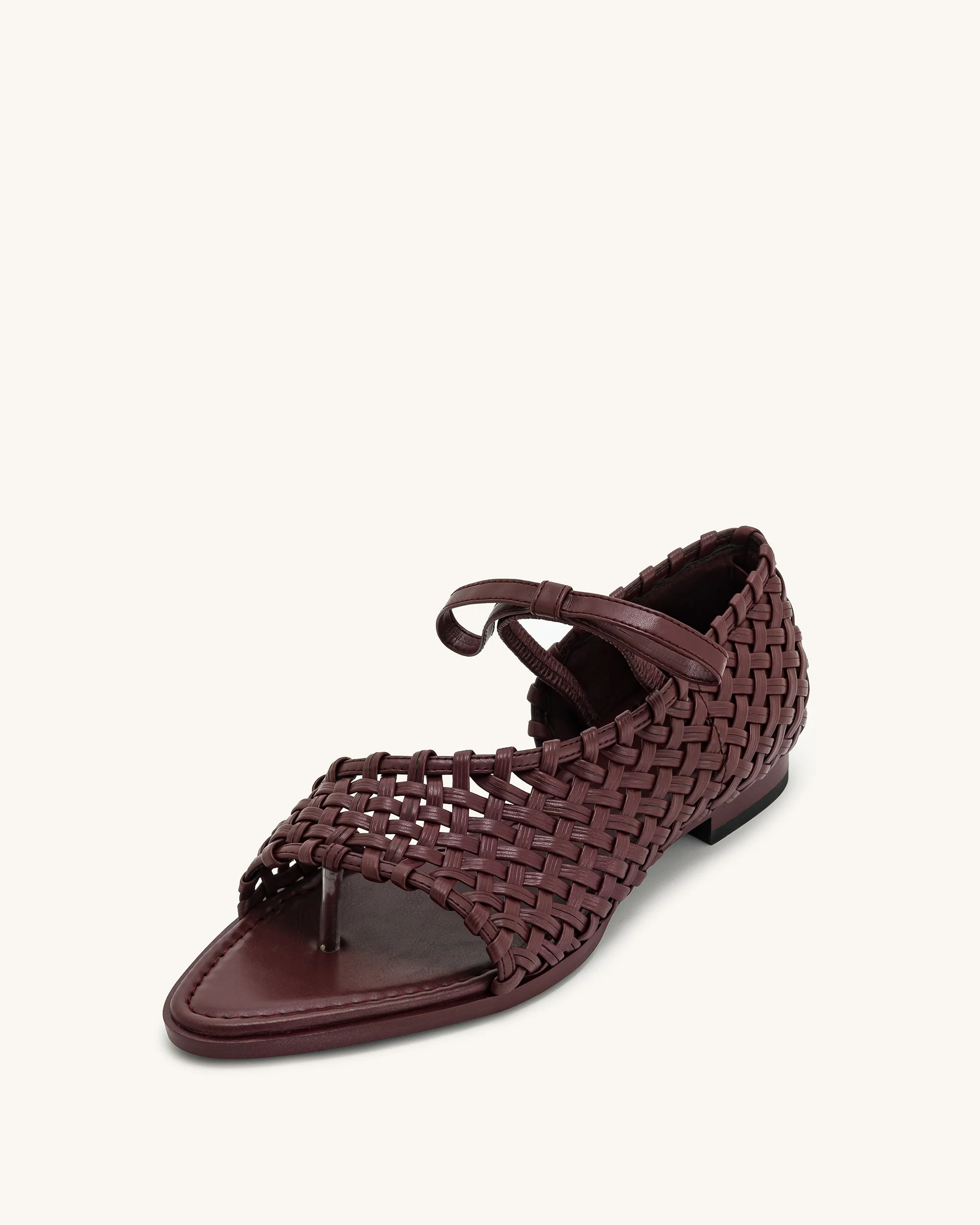 Jocelyn Weave Strap Flip-flops - Claret Red - Image 15