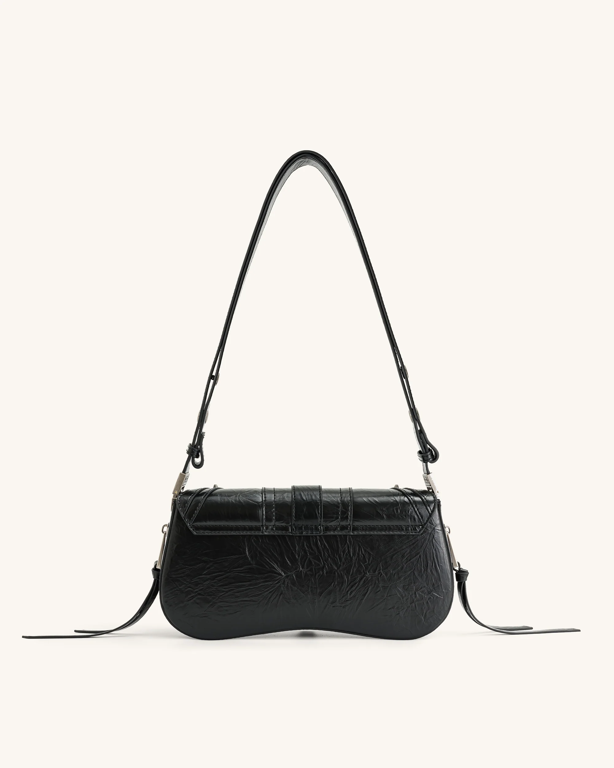 Joy Crushed Shoulder Bag - Black - Image 4