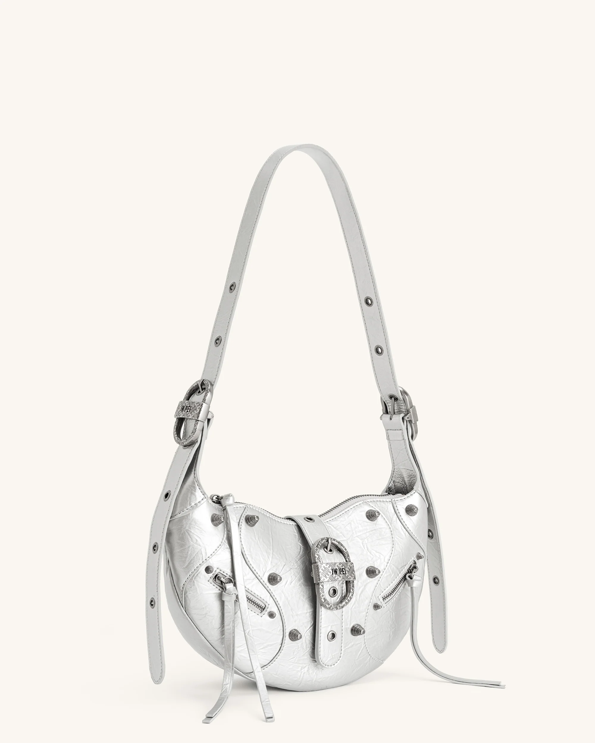 Tessa Metallic Pleating Shoulder Bag - Silver - Image 3