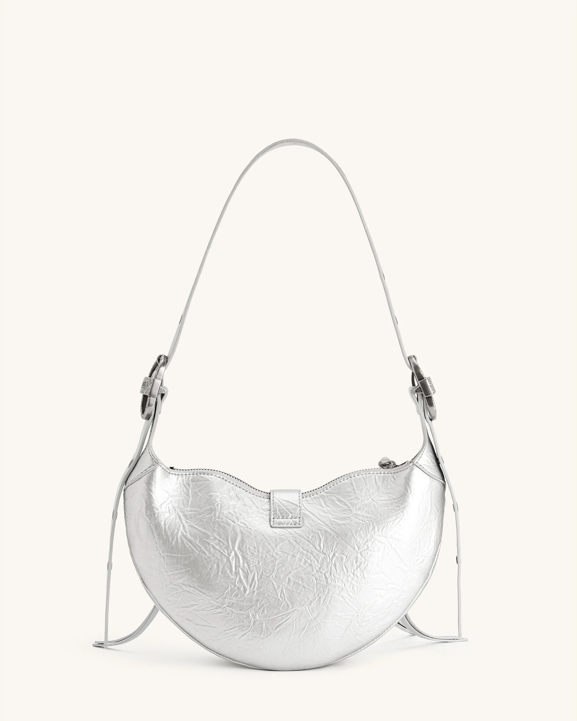 Tessa Metallic Pleating Shoulder Bag - Silver - Image 4